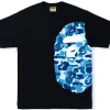 BAPE ABC Camo Single Color Side Big Ape Head Tee Black Blue