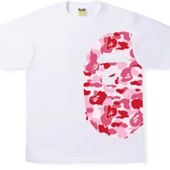 BAPE ABC Camo Single Color Side Big Ape Head Tee White Pink