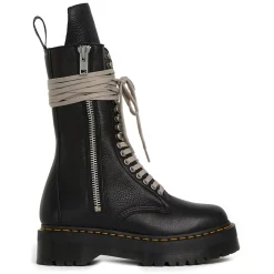 Dr. Martens 1918 Quad Leather Sole Calf Length Boot Rick Owens Black