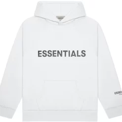 FEAR OF GOD ESSENTIALS 3D Silicon Applique Pullover Hoodie White