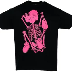 KAWS SKELETON NEW FICTION T-shirt Pink