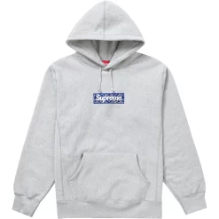 Supreme Bandana Box Logo Hooded Sweatshirt Heather Grey