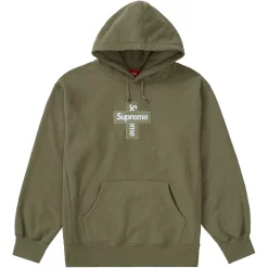 Supreme Cross Box Logo Hooded Sweatshirt Light Olive