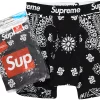 Supreme Hanes Bandana Boxer Briefs (2 Pack) Black