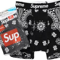 Supreme Hanes Bandana Boxer Briefs (2 Pack) Black