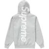 Supreme Satin Appliqué Hooded Sweatshirt Heather Grey