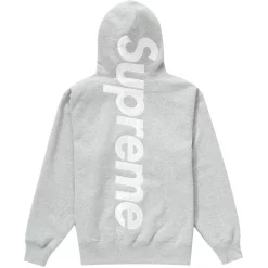 Supreme Satin Appliqué Hooded Sweatshirt Heather Grey