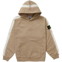 Supreme Stone Island Stripe Hooded Sweatshirt Tan