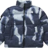 Supreme The North Face Bleached Denim Print Nuptse Jacket Indigo